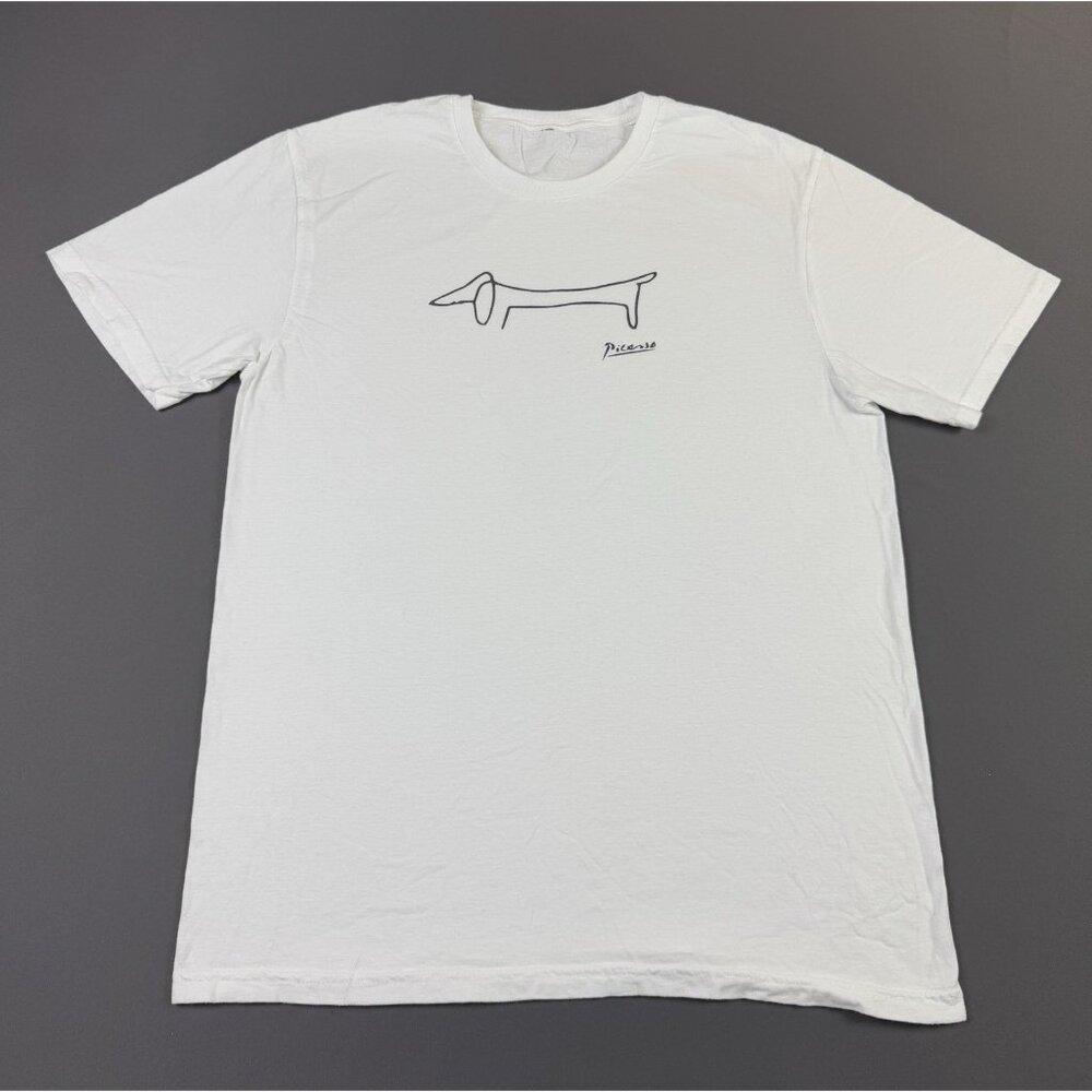 Rare Vintage Y2K Picasso Art Painting Dog White Shirt Promo Fits Medium Drawing